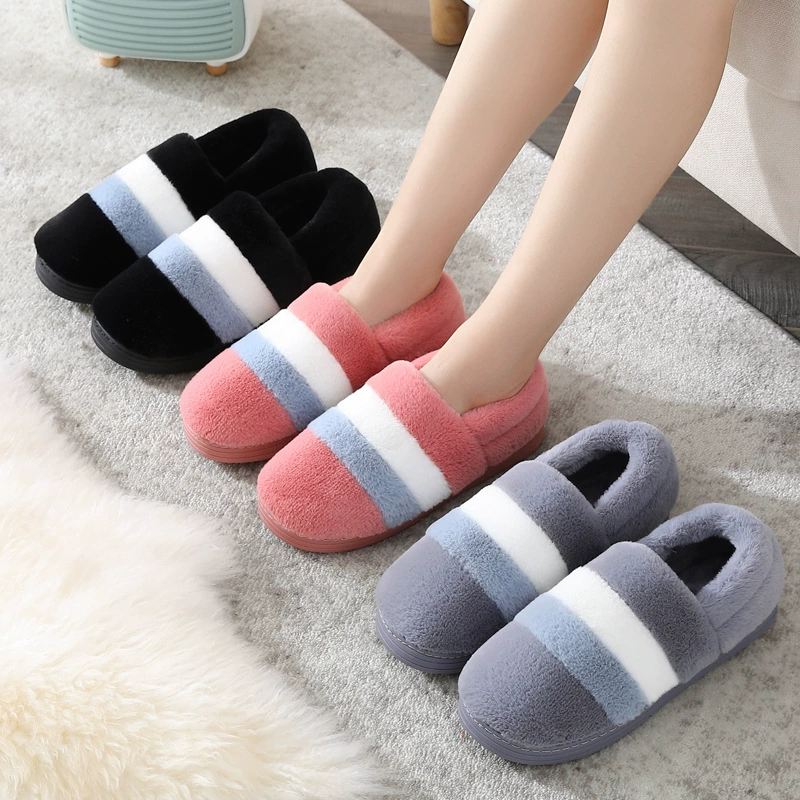 Новая стильная простая зимняя сумка в тон с хлопчатобумажными тапочками, мужская домашняя Нескользящая домашняя женская теплая обувь Maomaoyuezi на толстой подошве