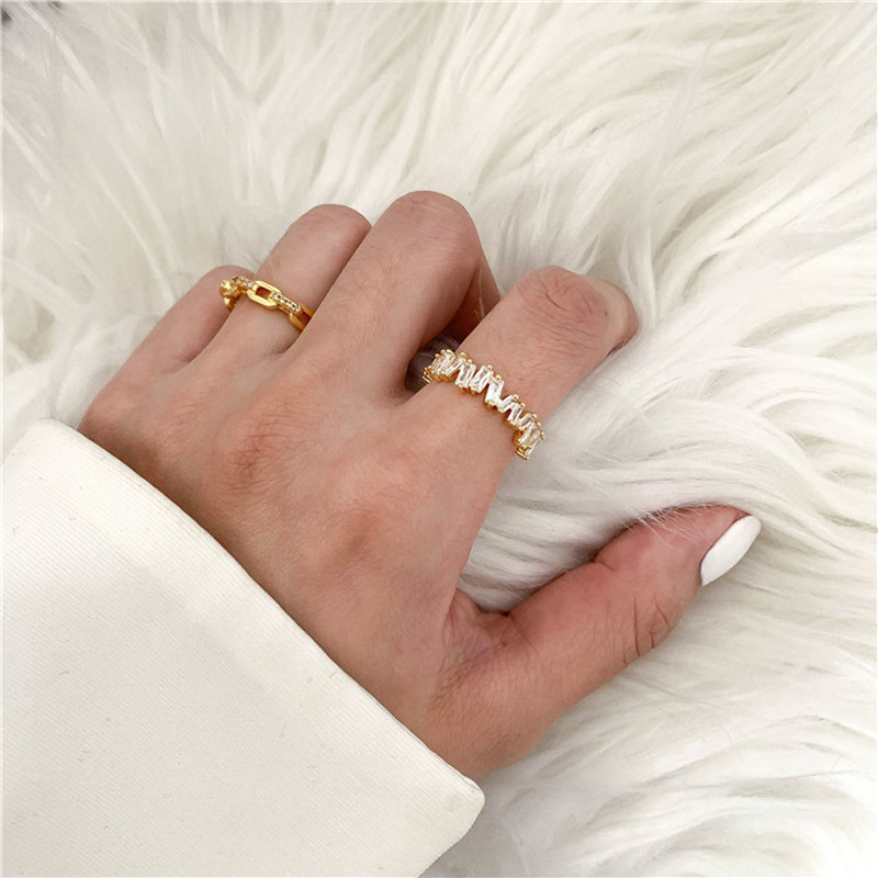 Korean Zircon Ring Light Luxury Personality Open Index Finger Ring Adjustable Ring display picture 3