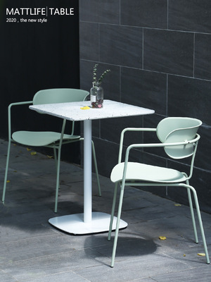 北歐ins 水磨石餐桌家用小戶型現代小圓桌咖啡廳桌洽談桌創意簡約