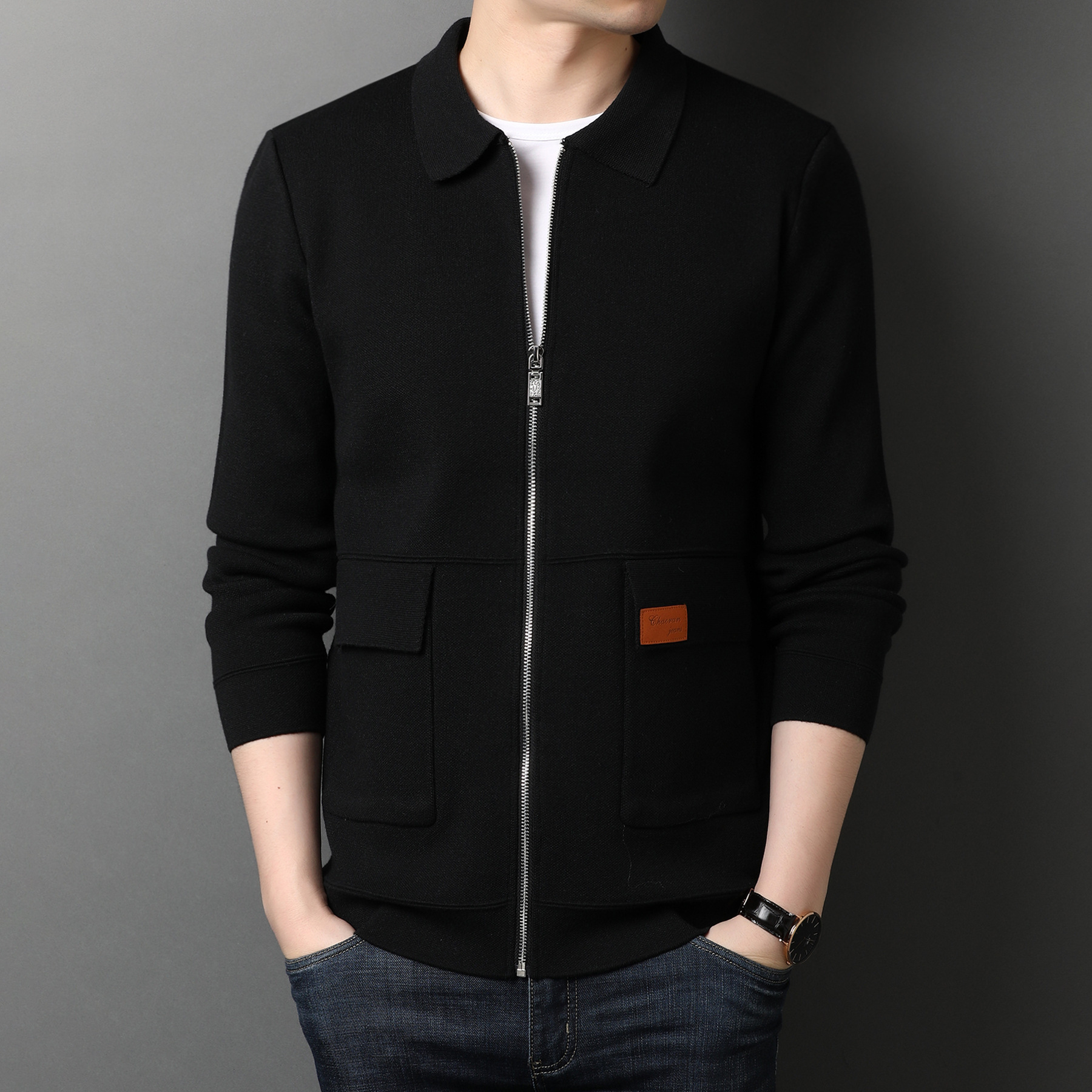 2020秋季新款男士开衫毛衣韩版潮流修身商务休闲针织衫外套男