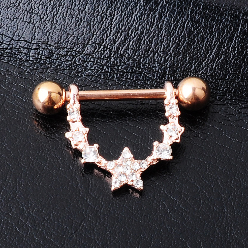 fashion star shaped inlaid zircon alloy piercing jewelry nipple ring