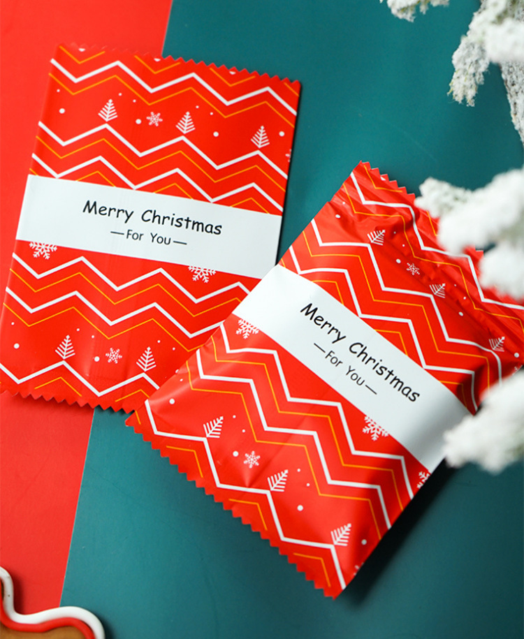 新款红色圣诞树平口铝箔机封袋圣诞节塑料袋子烘焙曲奇牛轧饼干袋