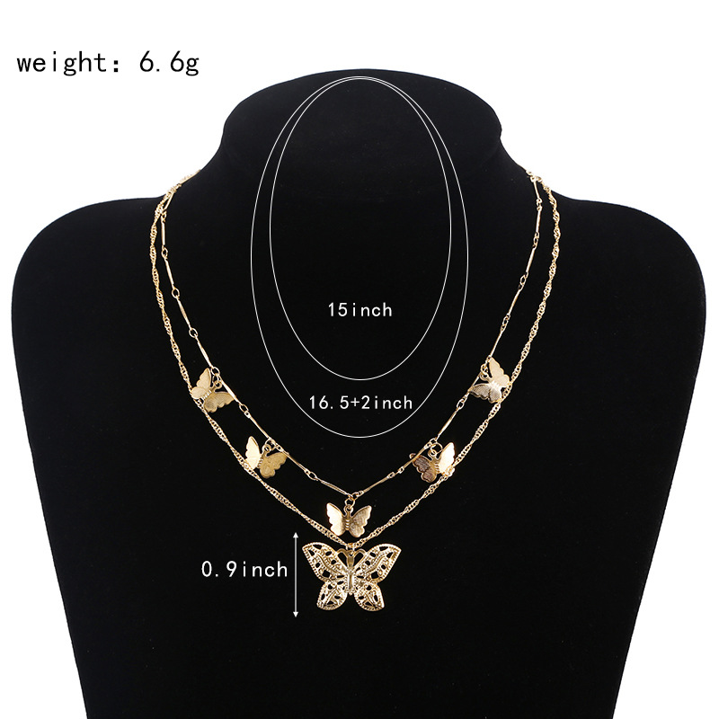 Fashion Butterfly Necklace Accessories Multi-layer Butterfly Pendant Clavicle Chain Creative Retro Simple Necklace Wholesale Nihaojewelry display picture 6