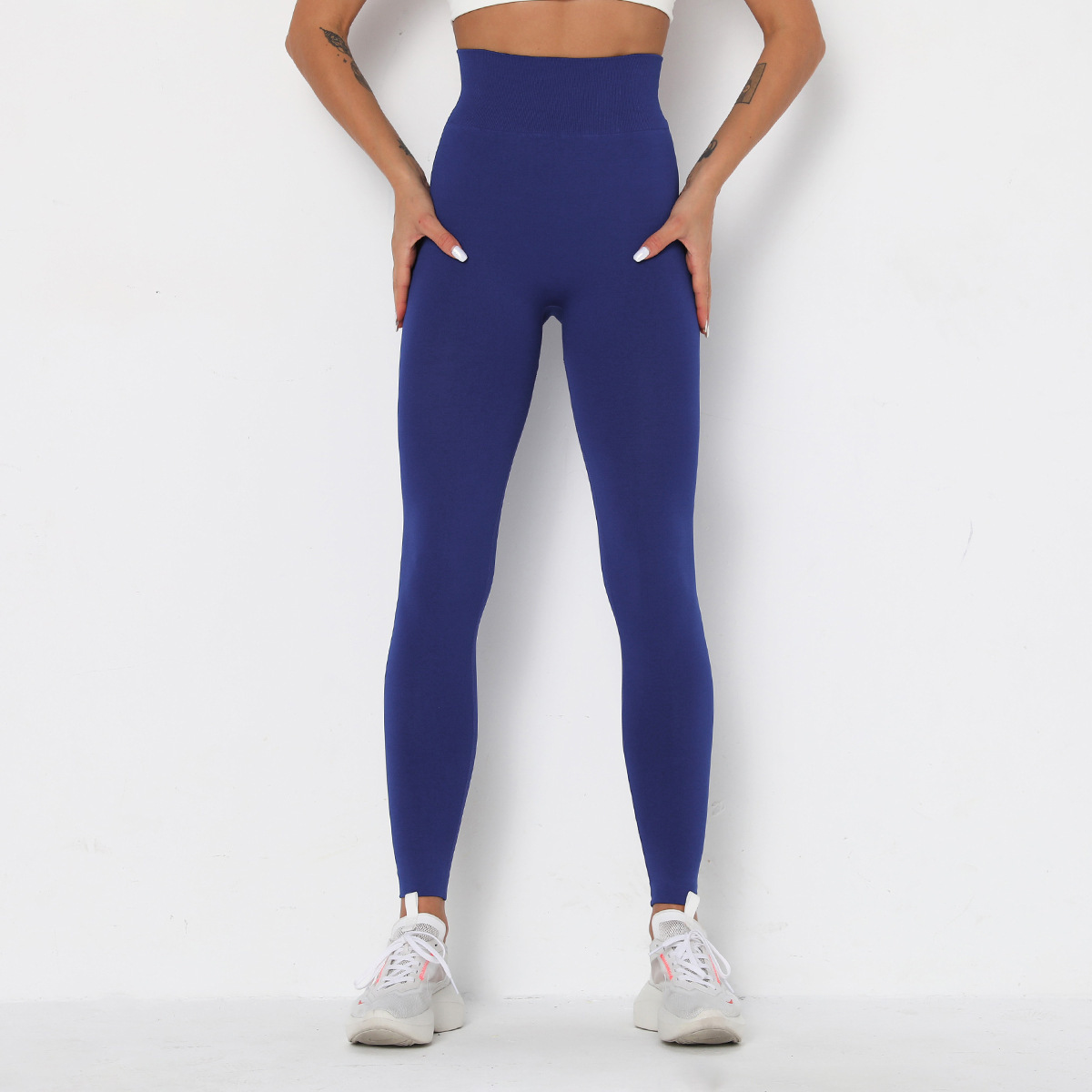 Pantalones de fitness ajustados de cintura alta de punto sin costuras NSLX9024