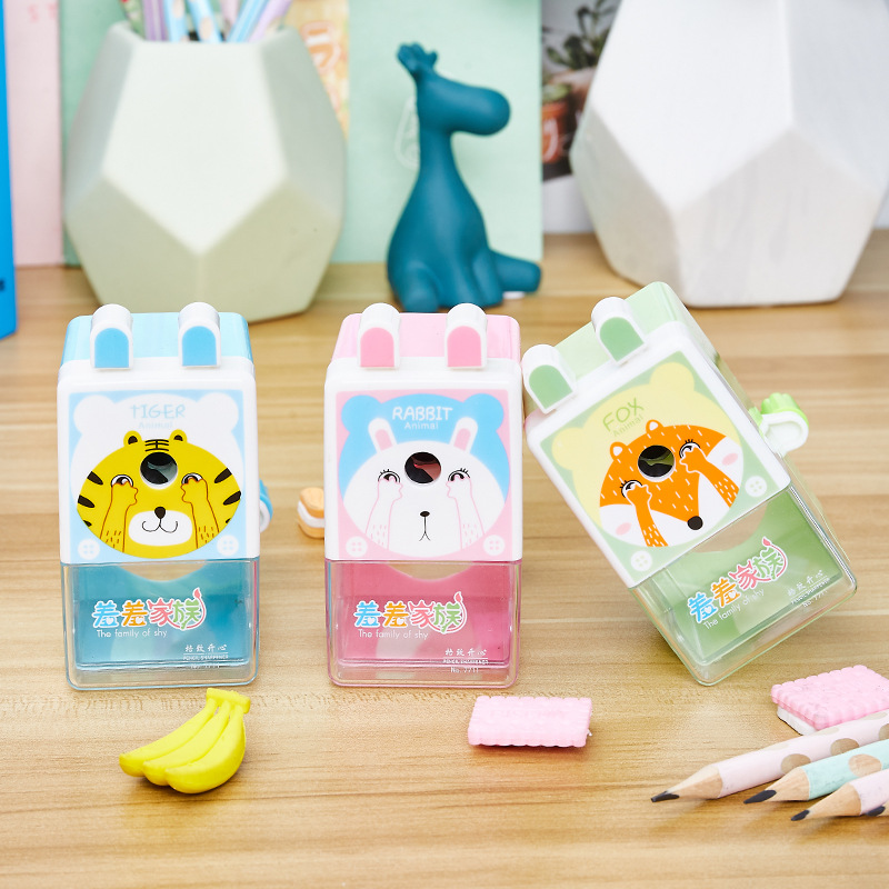 7711 vergüenza familia sacapuntas creativo Sacapuntas de lápiz de mano puede cortar color plomo sacapuntas automático