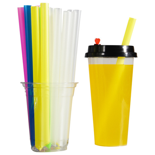Pearl milk tea straws disposable juice drink transparent plastic straws thick and thin straight tubes 500 pieces individually packaged