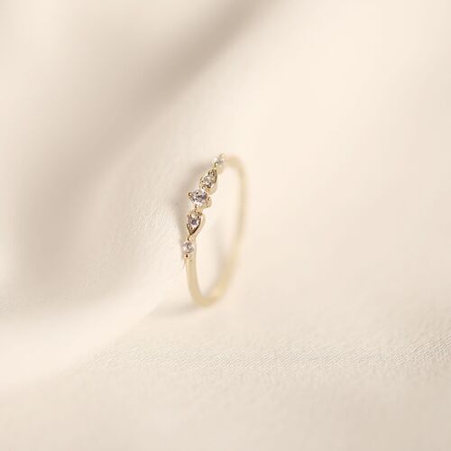 S925 sterling silver plated 14K gold platinum women's ring ring tail ring zirconium diamond fine simple Japanese retro foreign trade