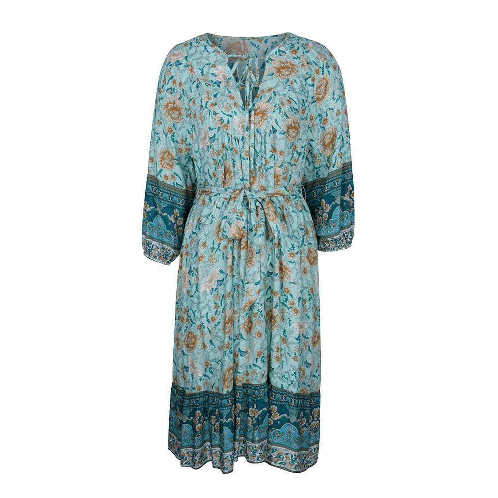 printed 7-point sleeve dress  NSDY15649