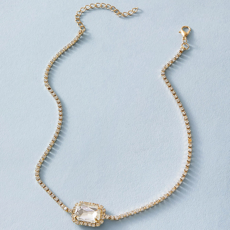 new fashion  full diamond single layer alloy necklace