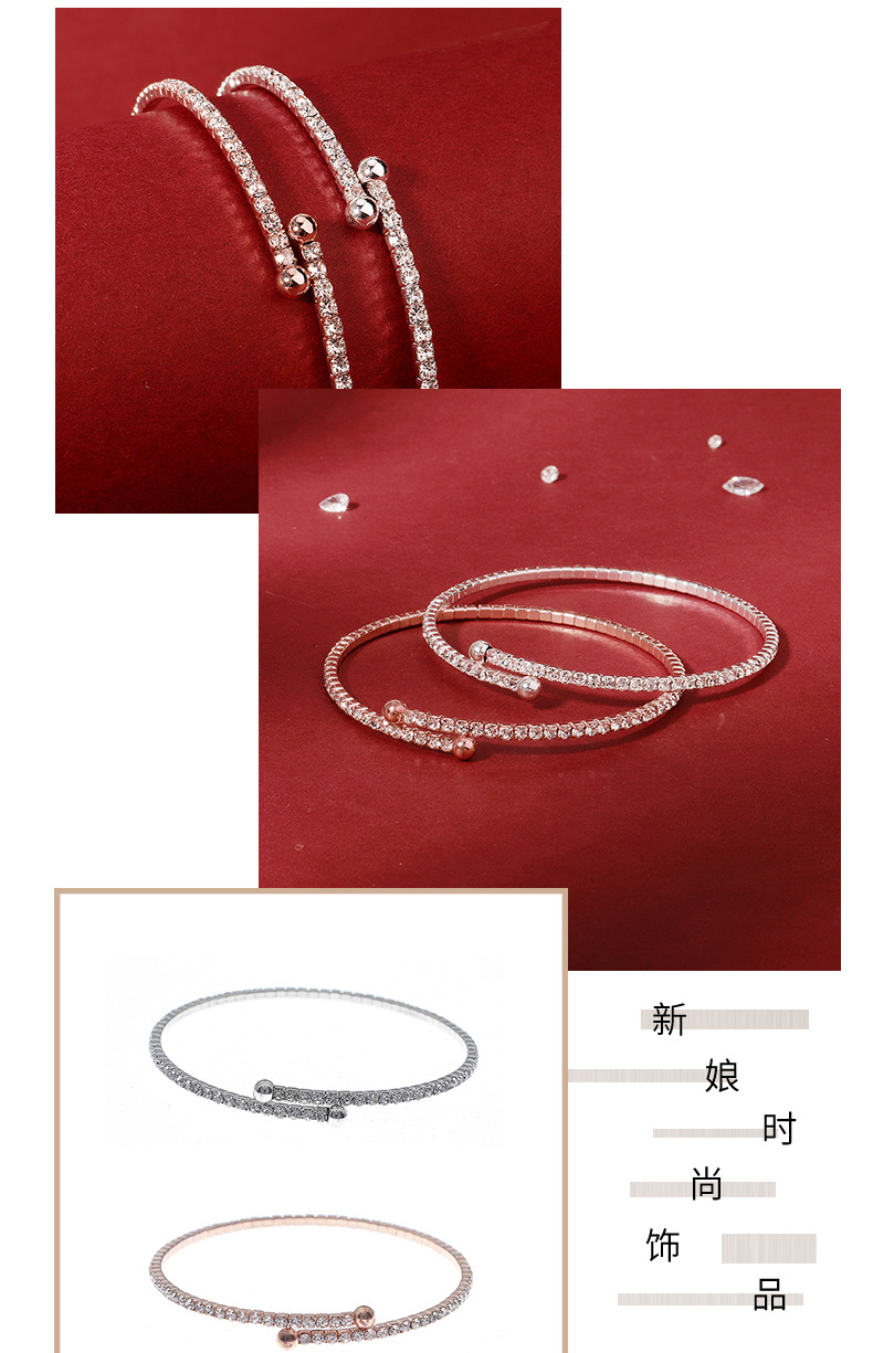 Fashion New Simple  Daily All-match Rhinestone Bracelet Thin Ring Open Women's Bracelet Nihaojewelry display picture 2