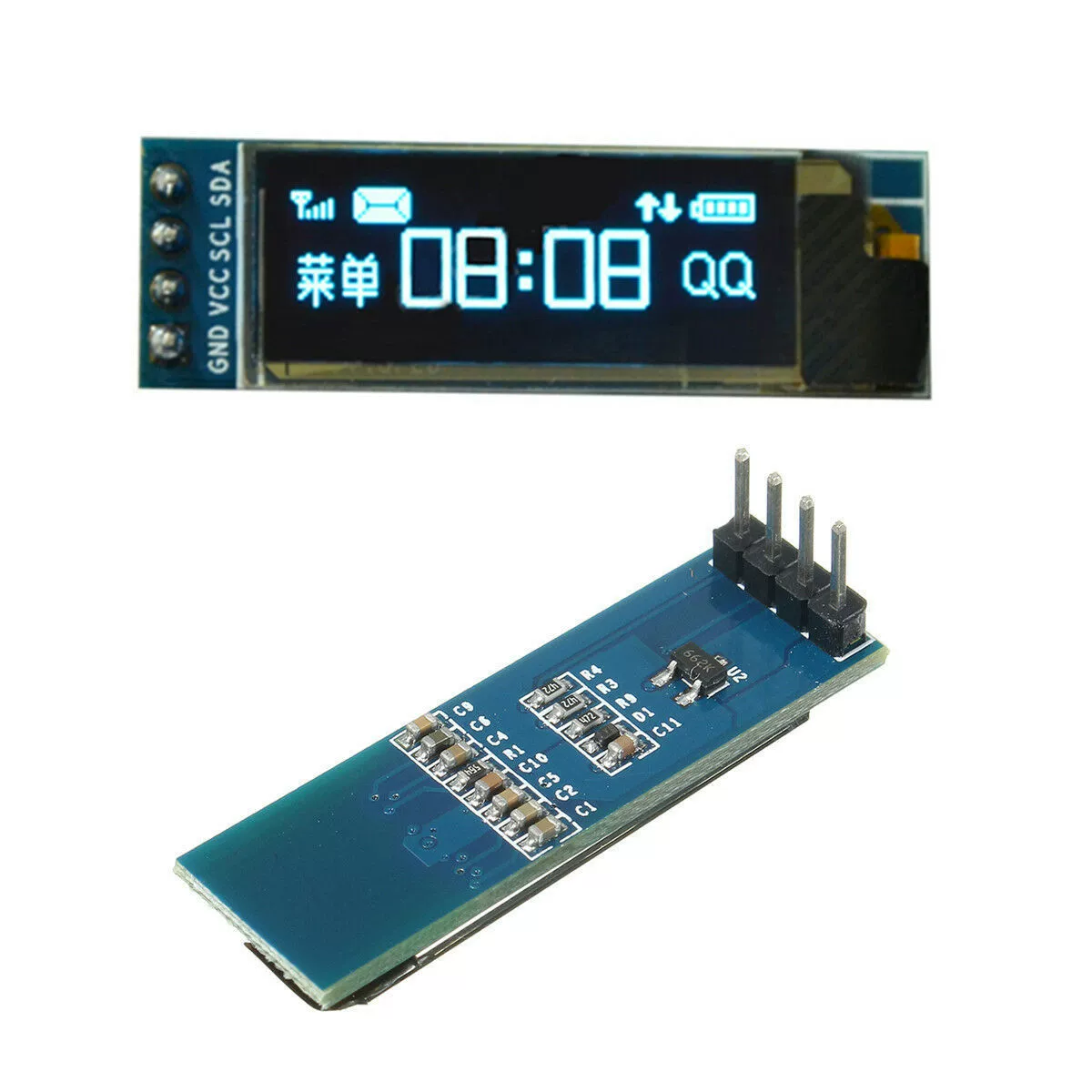 0.91" OLED-модуль с I2C, 128×32 OLED-дисплей, совместим с 3.3V–5V