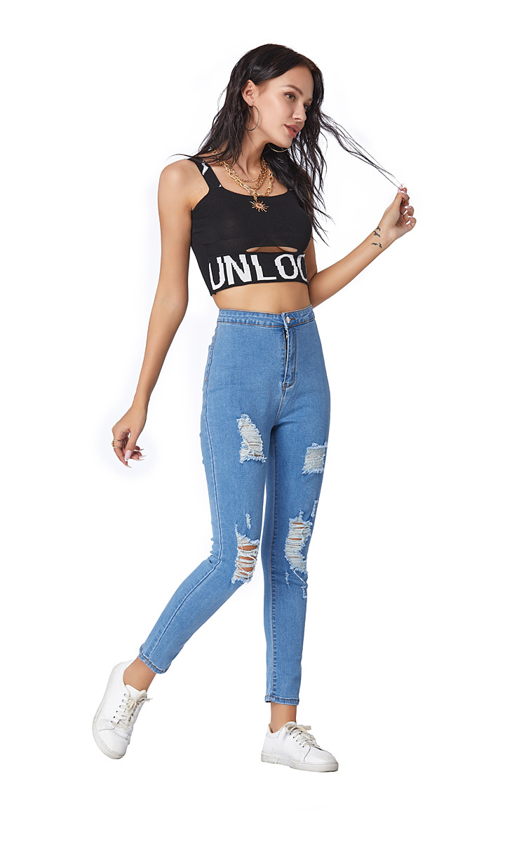 fashion stretch slim ripped demin pants NSSY9869