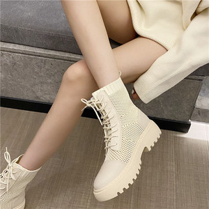 Thick bottomed Martin boots women’s 2021 new thin breathable mesh red versatile hollow short boots temperament women’s B