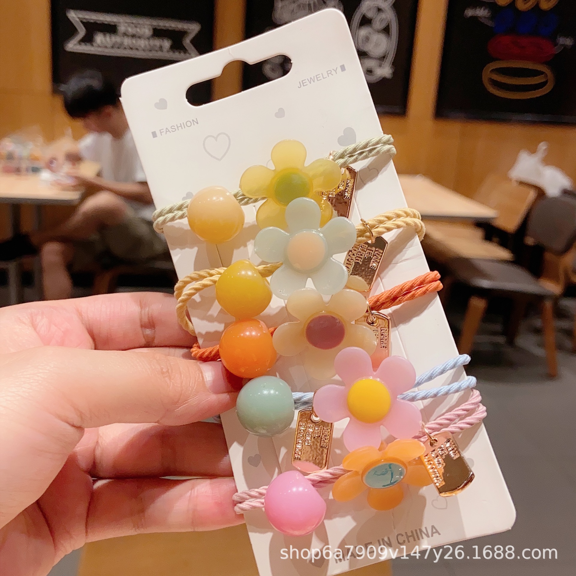 Estilo coreano ~ cuerda de pelo de los niños diosa lazo del pelo banda de goma internet celebridad ins mickey chica cola de caballo tocado flor banda de pelo cuerda de pelo