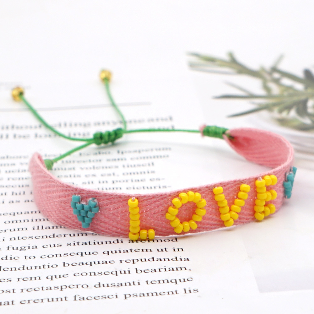 Simple Bohemian Ribbon Rainbow Love Letter Bracelet display picture 56