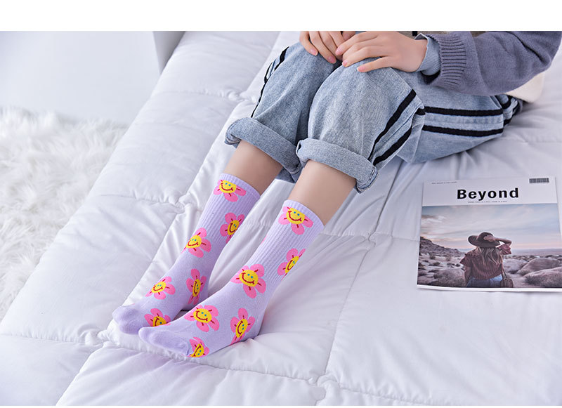 Cotton Fabric Type Women's Simple Style Color Block Cotton Crew Socks A Pair