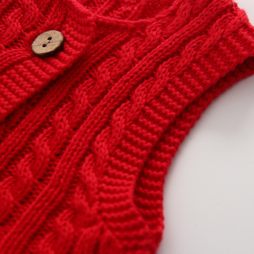European and American-style knitted sleeveless vests and sweaters for kids—medium-to-long length girls' dresses available wholesale for spring and autumn