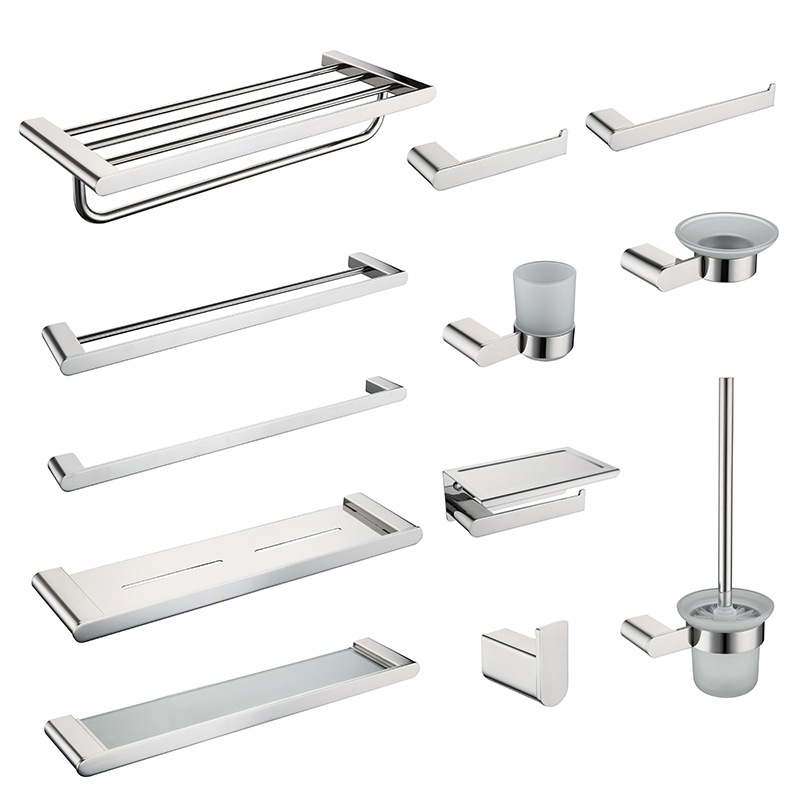 北欧304不锈钢浴室毛巾架 酒店卫生间置物架壁挂式毛巾杆挂件套装