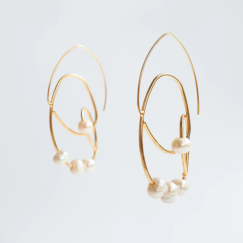 Exaggerated Geometric Pearl Metal Creative Irregular Earrings  Wholesale display picture 4