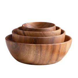 实木整木碗相思木大碗沙拉碗原木平底碗和面大木碗超大号木质碗