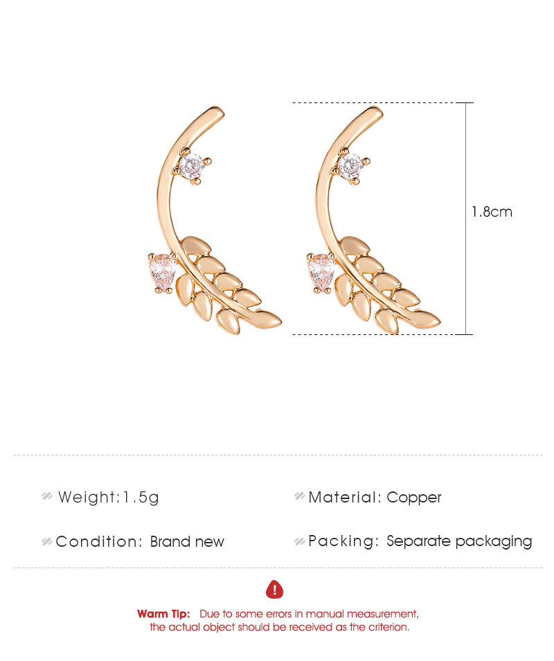 Exquisite Zircon Wheat Ear Studs display picture 1