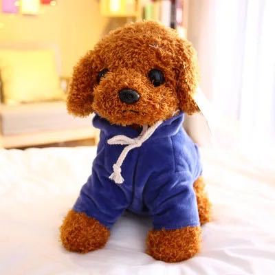 Suéter azul oscuro de perro marrón