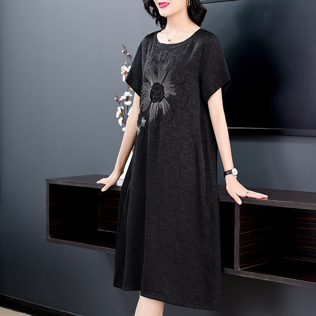 Dress summer silk short sleeve skirt dress