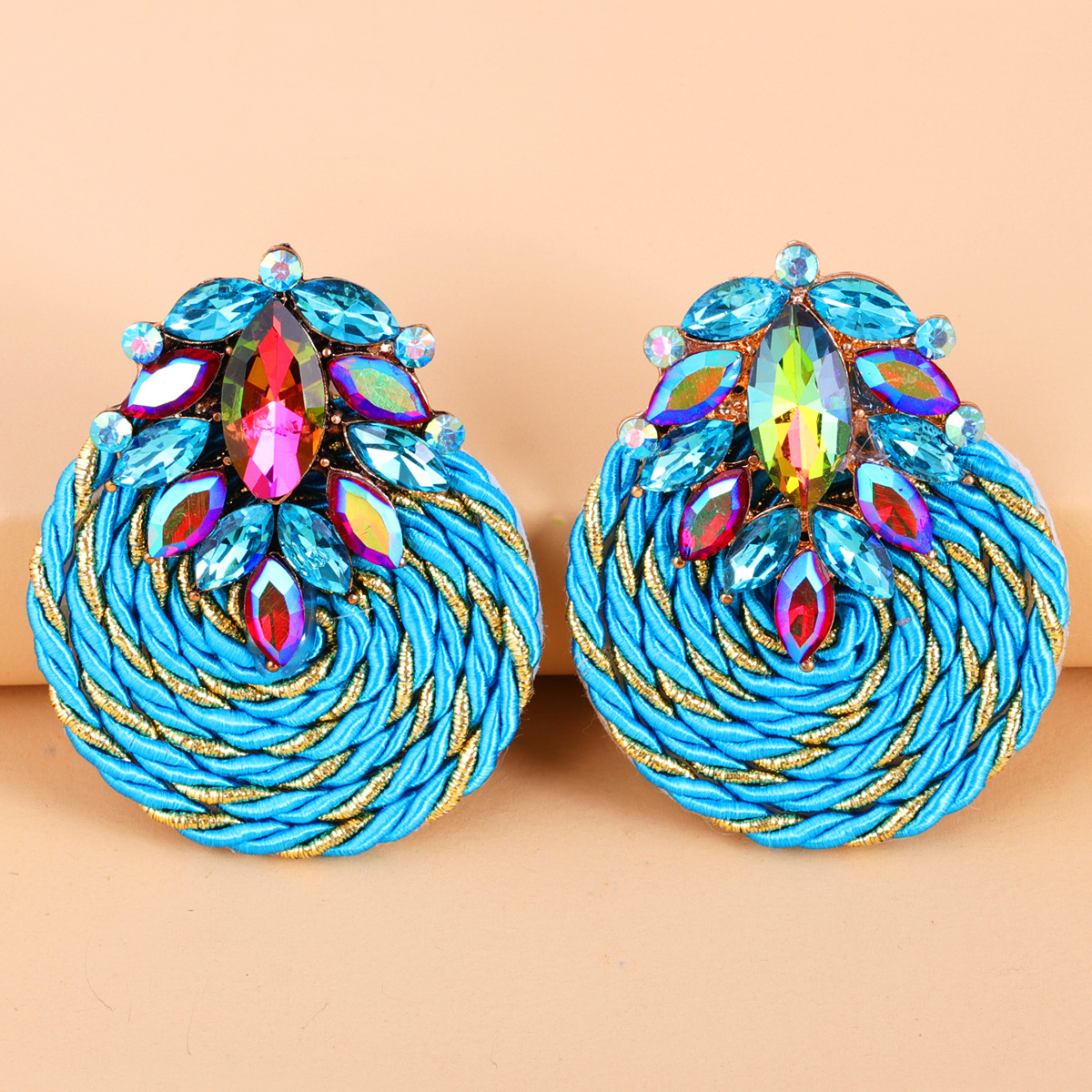 Fashion Rhinestone Round Earrings display picture 4