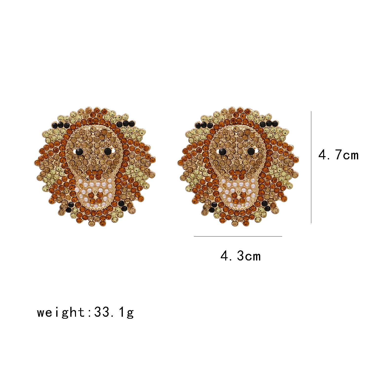 Personalized Simple Animal Earrings Lion Diamond Earrings display picture 1