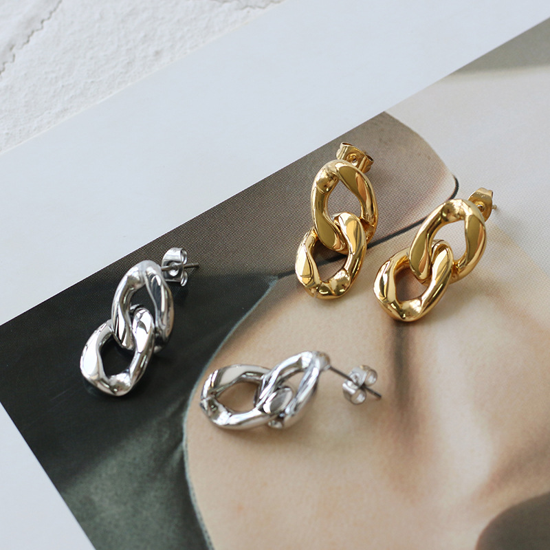 1 Pair Fashion Chain Titanium Steel Earrings Ear Studs display picture 6