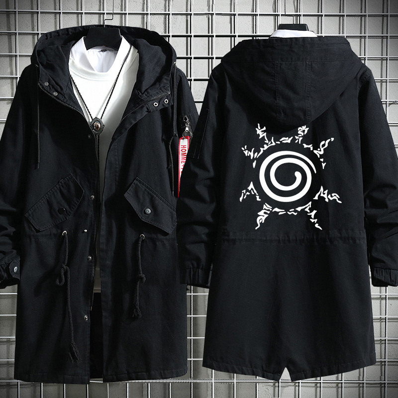 Naruto sasuke yuzhibo familia kakashi dibujos animados otoño e invierno grueso hombres y mujeres estudiante pareja gabardina image 15