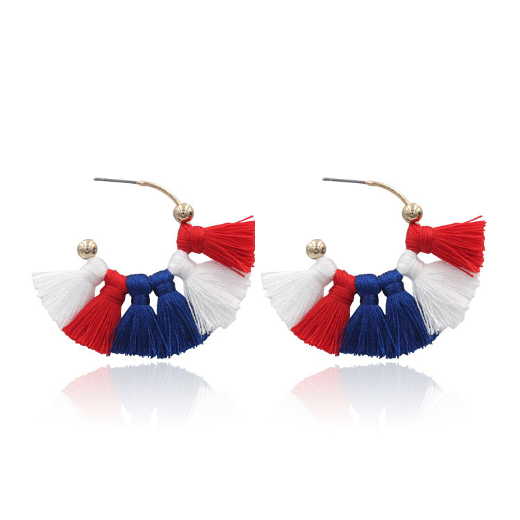 歐美風(fēng)流蘇耳環(huán)美國獨(dú)立日流蘇耳飾美國國旗耳環(huán)義烏飾品批發(fā)