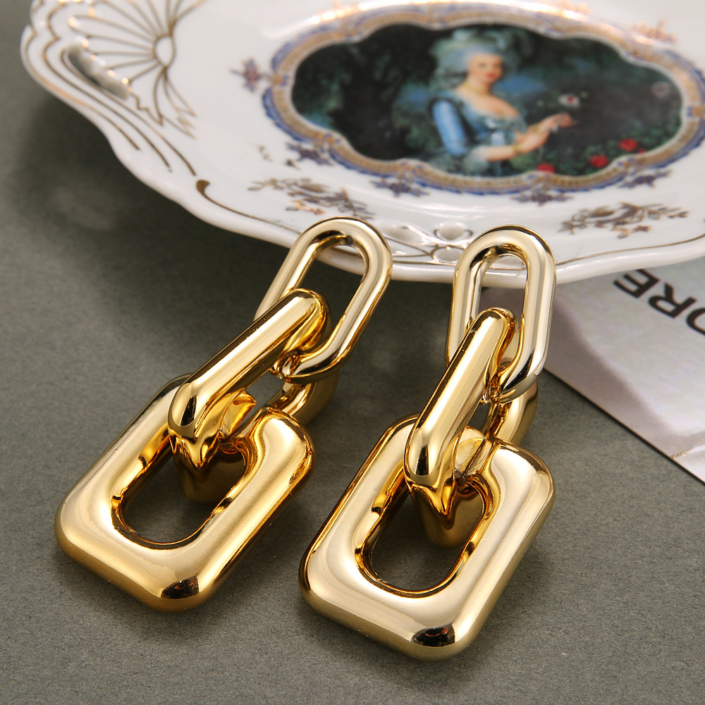 Metal Chain Earrings European And American New Irregular Cross-border New Arrival Earrings Simple Personality Metal Earrings All-matching display picture 5