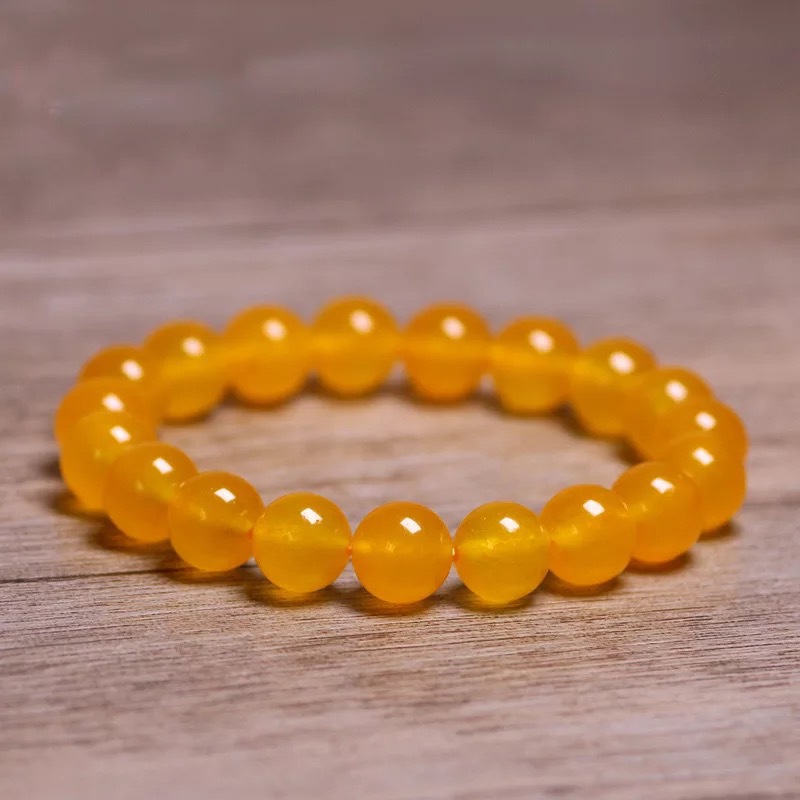 Natural Yellow Agate Bracelet Female Yellow Chalcedony Single Circle8mm10mm Original DIYSmall Fresh And Simple