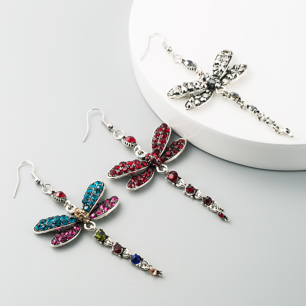 Jewellery For Women Dragonfly Long Cheap Earrings With Diamond Alloy Earrings Wholesales Yiwu display picture 2