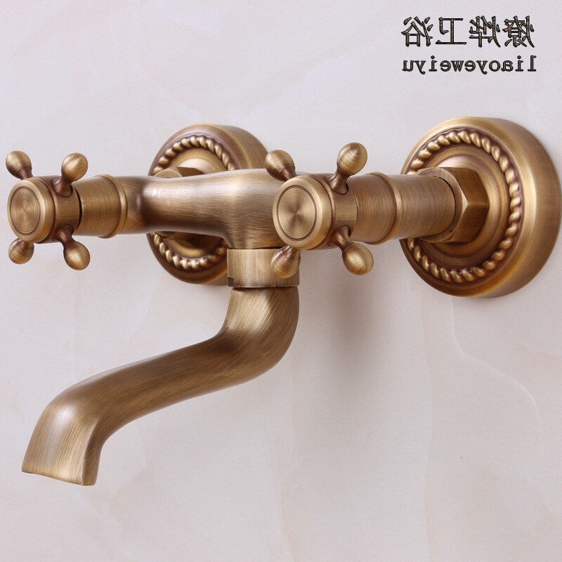 Antique copper bathtub faucet wall embedded hot and cold sink faucet black kitchen faucet