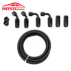Cross-border Black Braided Modified Car Oil Cooler Fitting Kit, Oil Cooler Hose Kit, 3 Meters, AN6