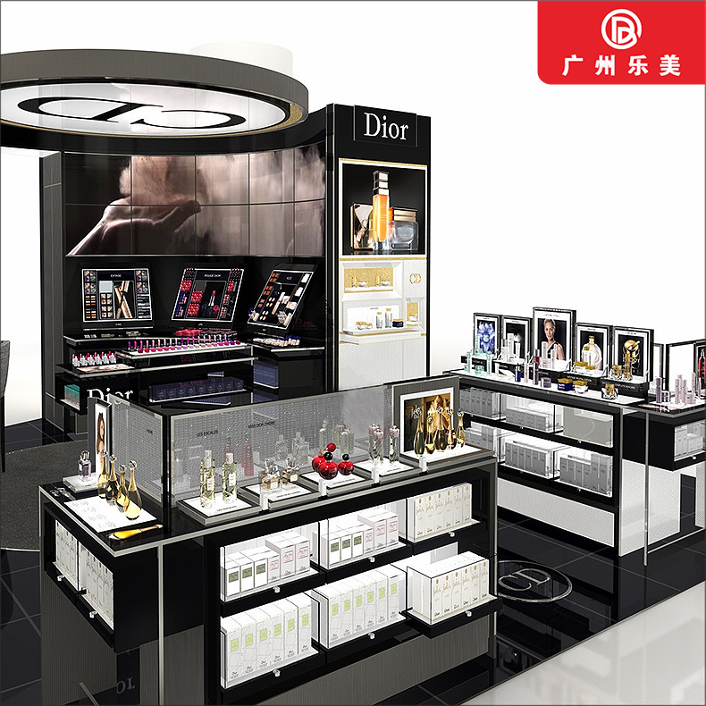 商场化妆品展示柜 工厂高档木质烤漆面膜香水体验台 彩妆精品柜