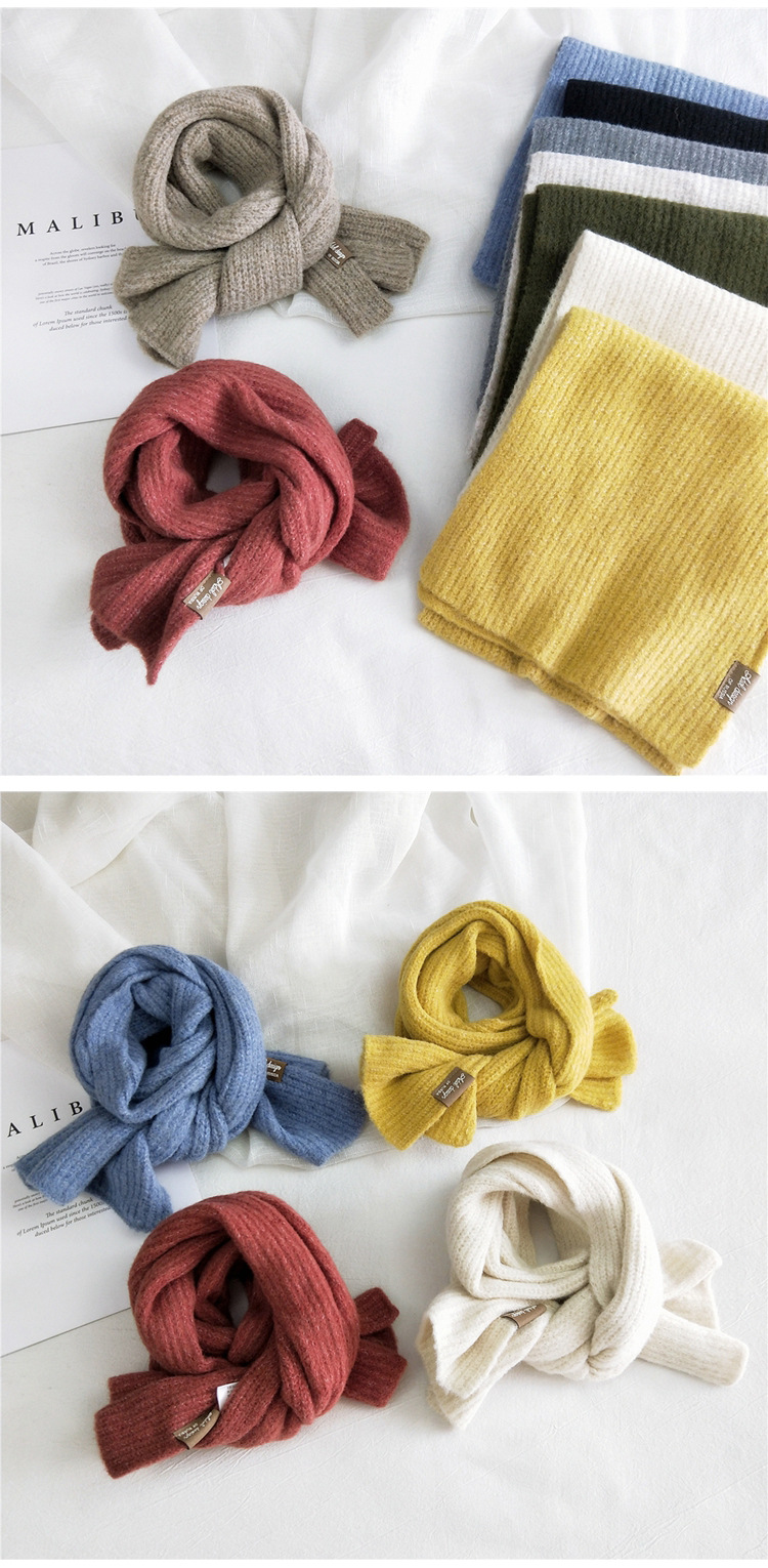 Women's Solid Color Knitted Scarf Winter New Thickened Scarf Shawl Dual-use Warm Bib display picture 20