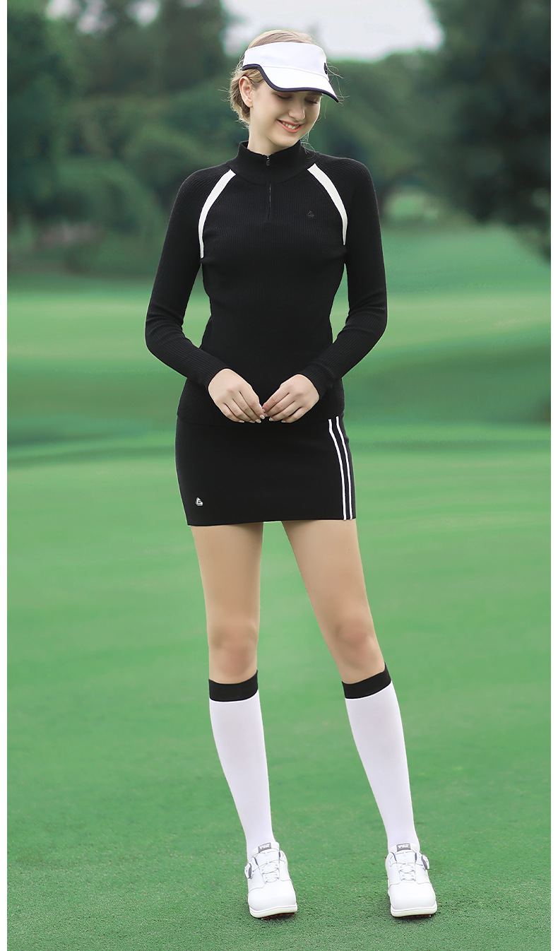 Áo len golf nữ dài tay ấm áp mùa thu đông — YF353 nữ len dài tay màu đen, YF353 nữ len dài tay màu trắng chi tiết 7