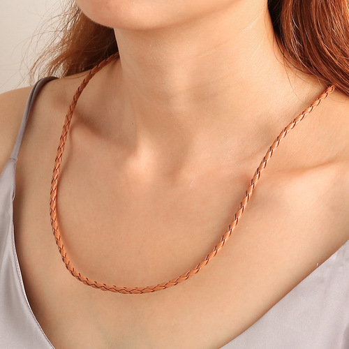Bestselling website leather multi-root wax rope handmade casual brown accessory necklace
