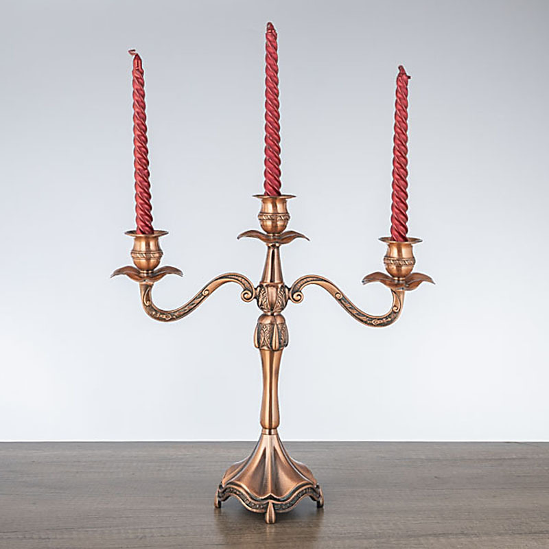 new pattern high-grade Red bronze Candle Holders European style originality Retro Simple 3 Candlestick romantic Atmosphere festival table