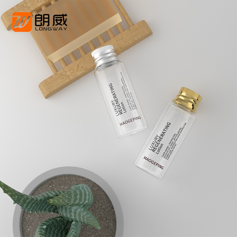 20ML hombro plano cubierta de aluminio botella PET botella cosmética agua cosmética material de embalaje de plástico sub-botella cubierta de aluminio botella