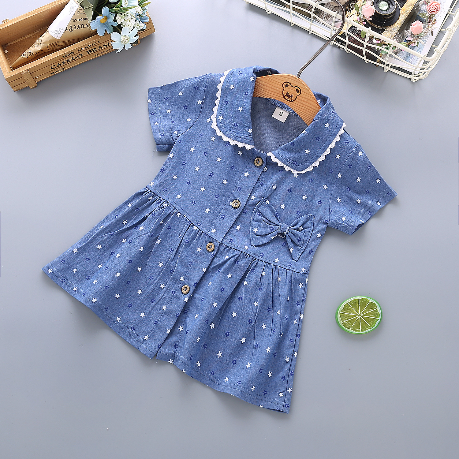 2020 New Factory Direct Summer Girls soft denim skirt baby top dress children's dress