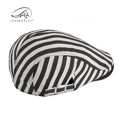 New men's beret wholesale Korean style fashionable spring and summer thin peaked cap for women breathable striped forward hat trendy