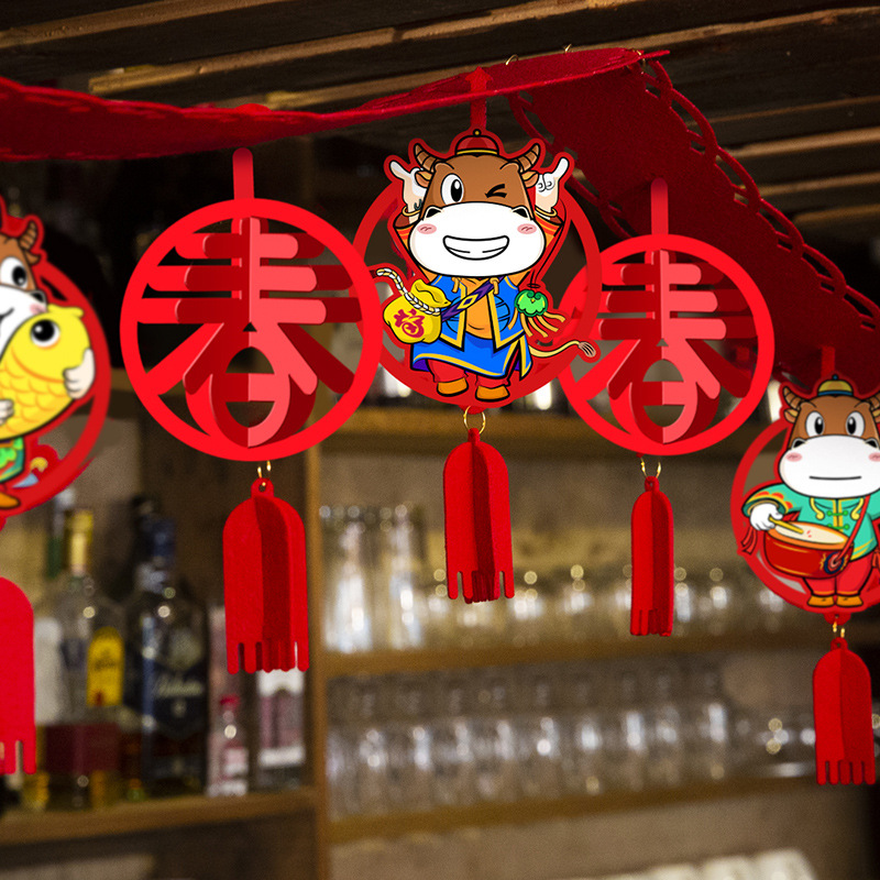 牛年春節裝飾品場景布置店鋪小挂件拉花拉旗過年新年元旦裝飾