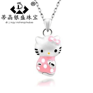 Silver-plated pendant female cat pendant short clavicle chain KT cat silver necklace Japanese and Korean fashion trend a generation of hair