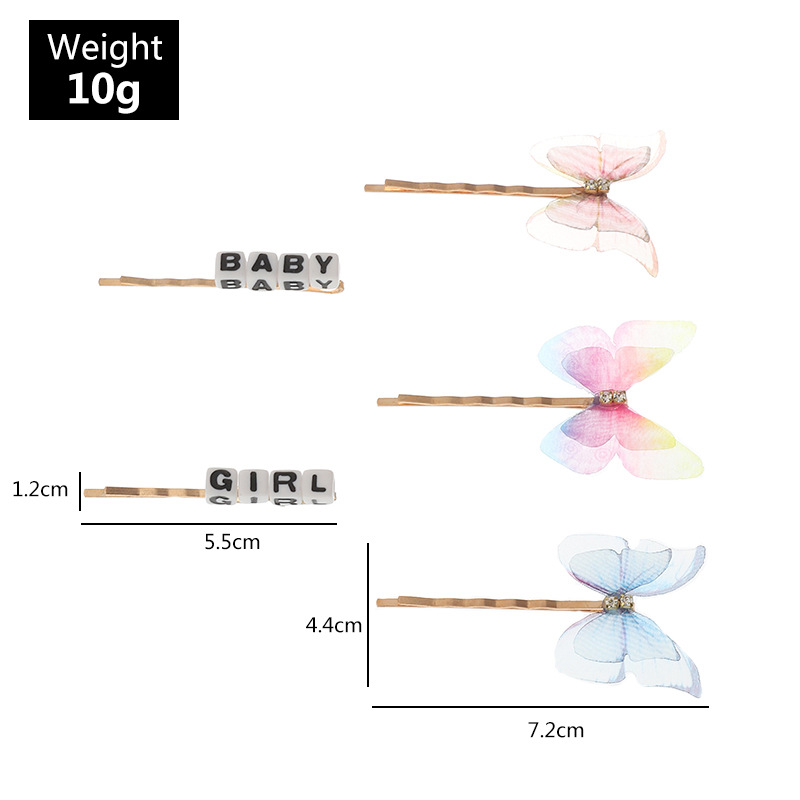 New Word Clip Butterfly Flower Flower Fabric Acrylic Bridal Simulation Flower Hairpin Wholesale display picture 2