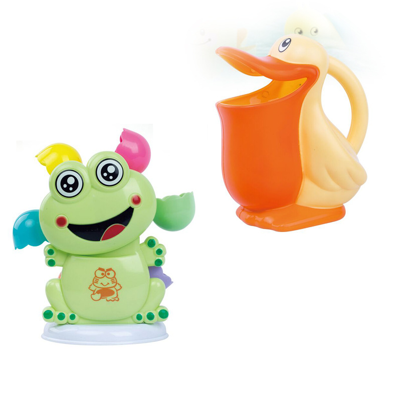Baño DE LOS NIÑOS juguetes de agua diversión Rana agua molino de viento pato olla combinación juguetes de baño