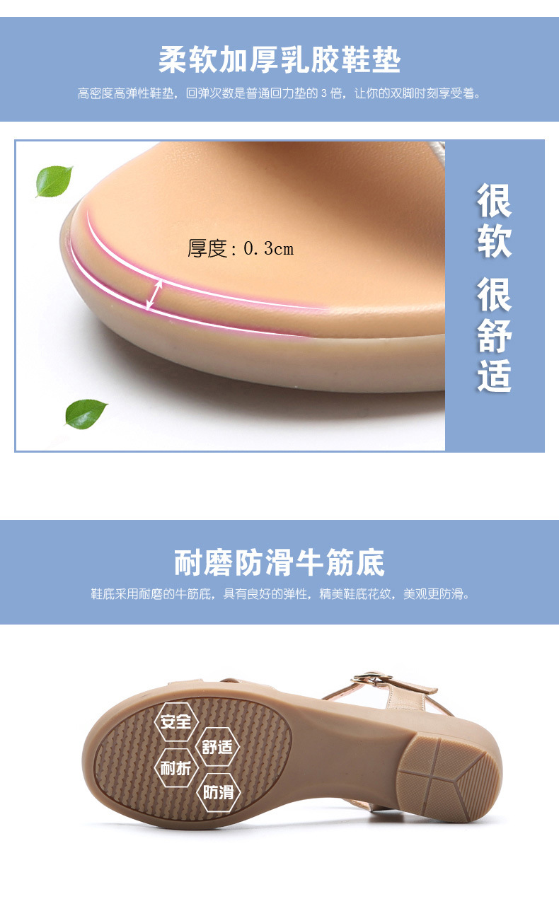 Sandal nữ đế bằng da thật mềm mại, quai chữ V đơn giản, phong cách trung niên — Màu đen chi tiết 10